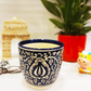 Exotic Green Mughal Floral Art Hand-Painted Ceramic Blue Color Pot for Live Plants